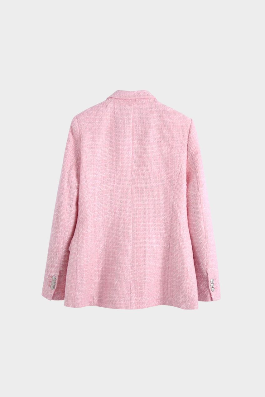Blazer Tweed Botão Duplo Rosa