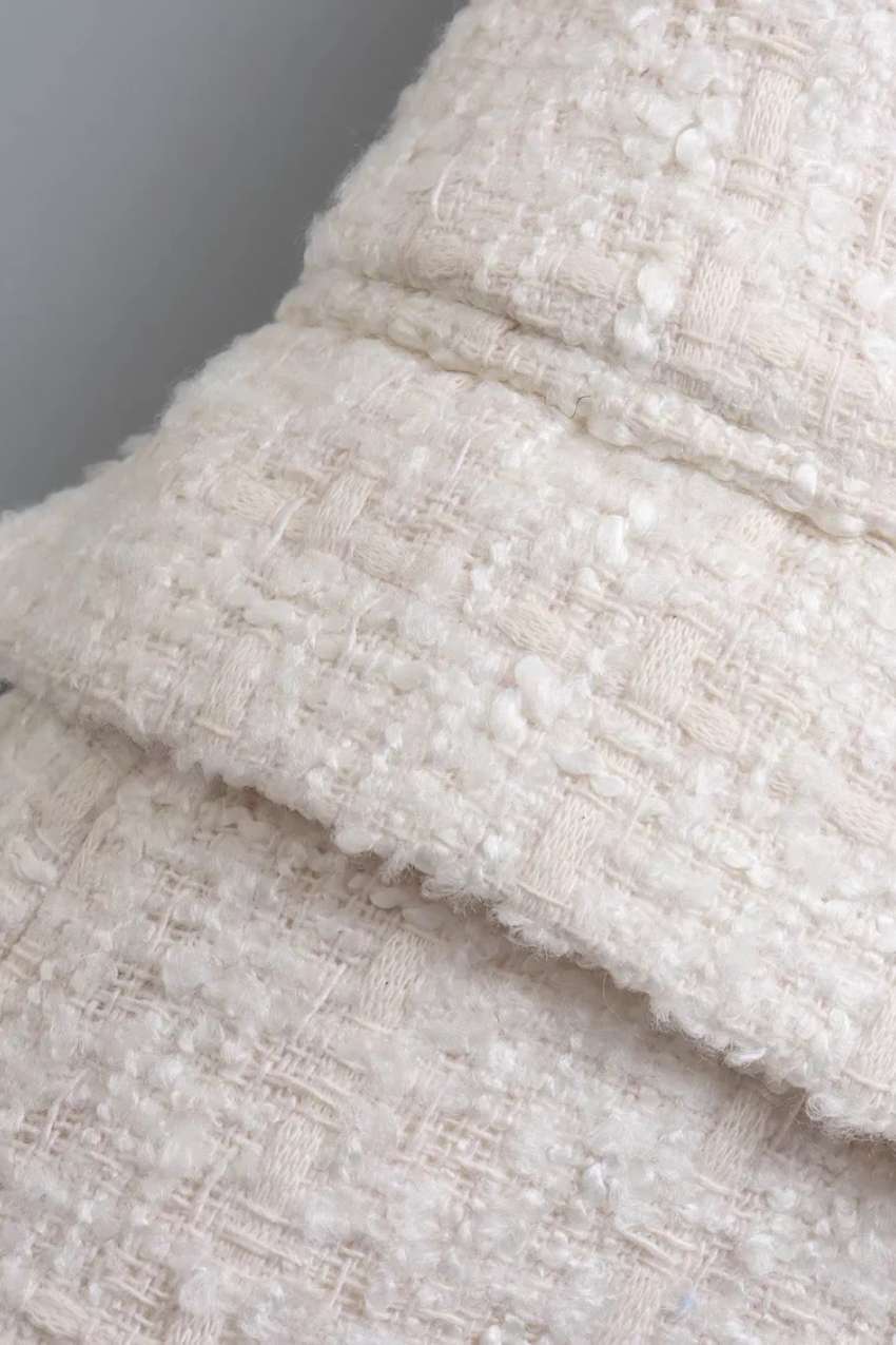 Blazer Tweed Branco Botão Duplo
