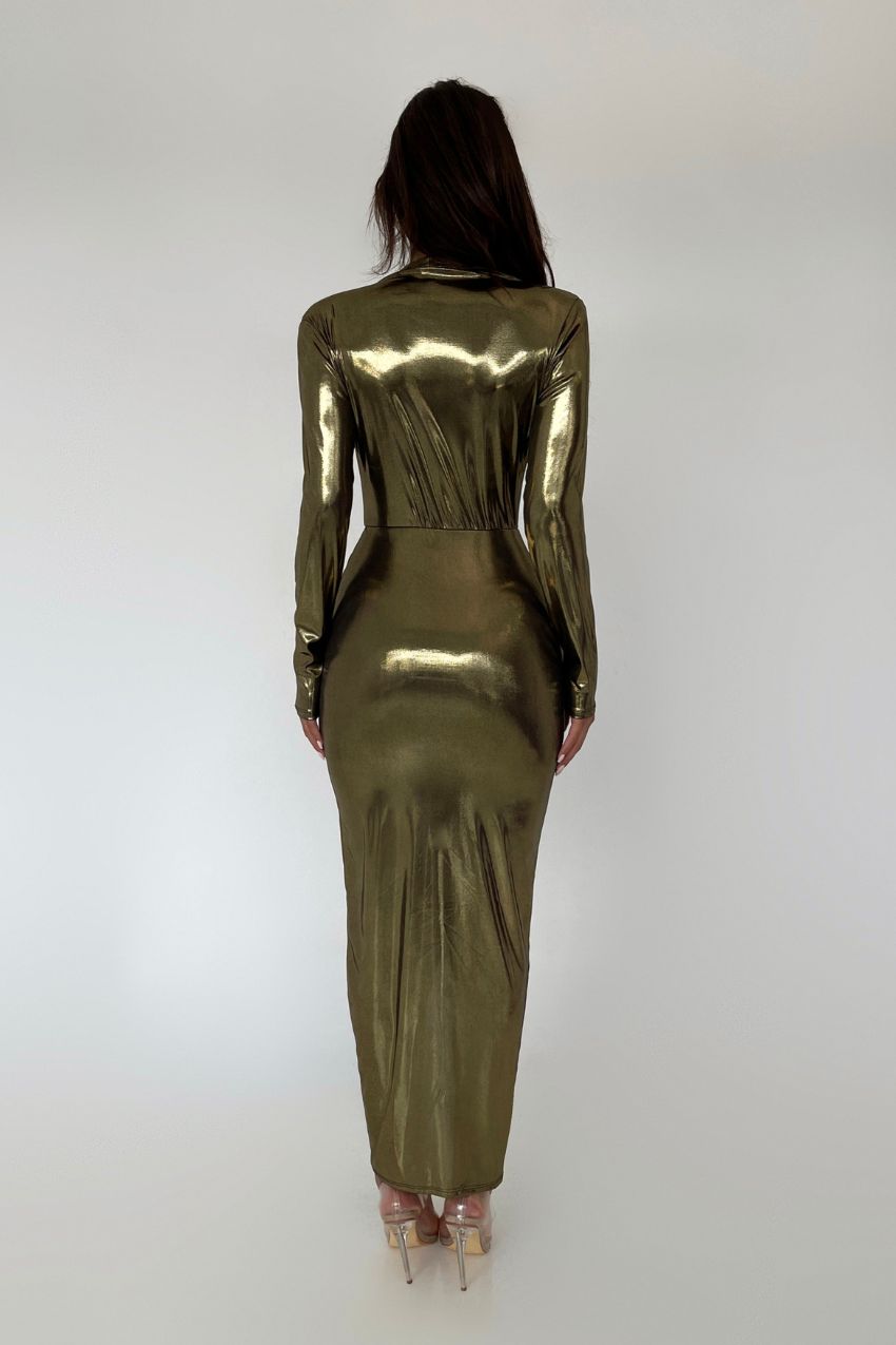Vestido Dourado Metálico Sara