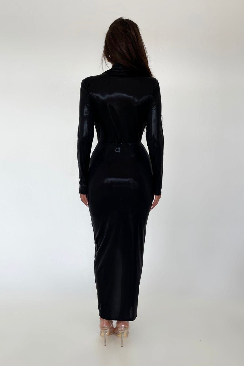Vestido Preto Metálico Sara
