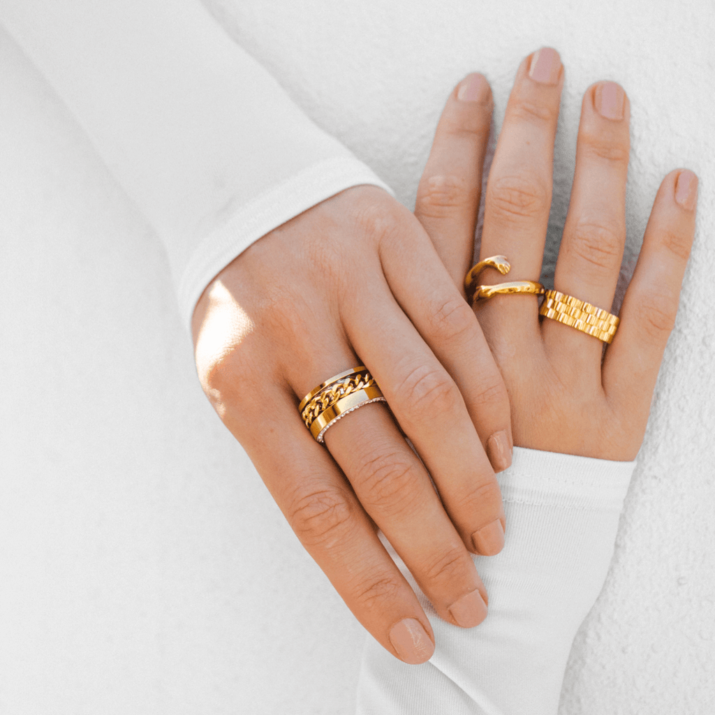 18K Gold Plated Zirconia Link Ring