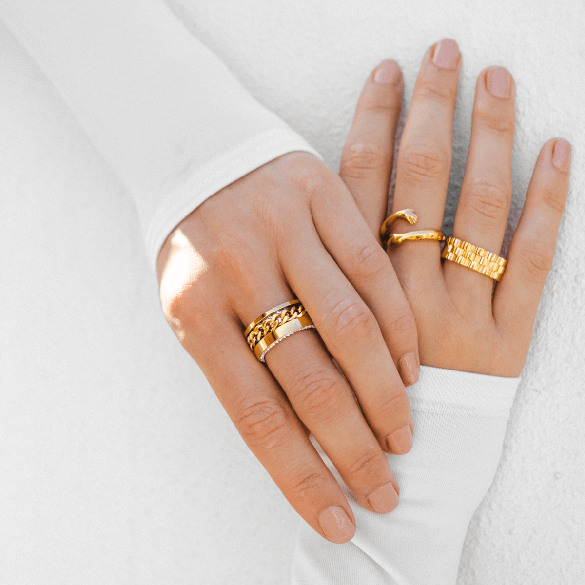 18K Gold Plated Zirconia Link Ring