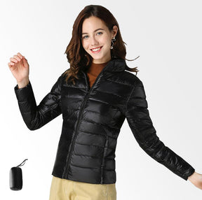 Jaqueta Puffer Feminina Impermeável Ultraleve Dobrável