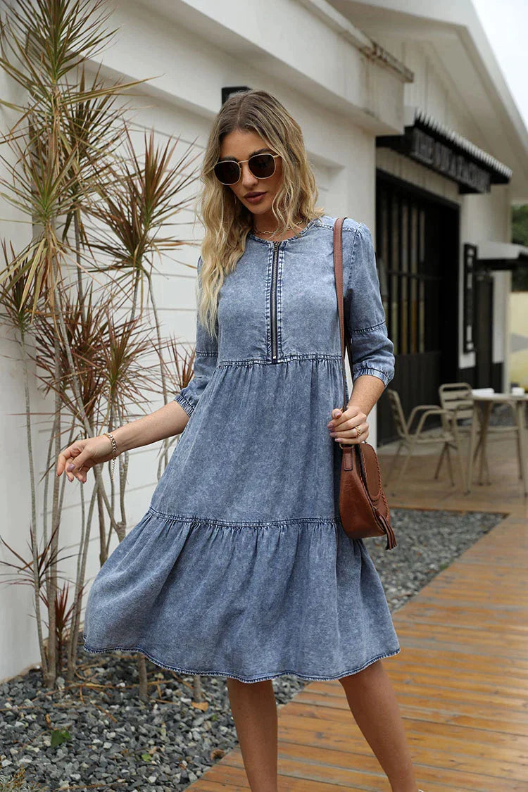 Vestido Jeans Midi Soltinho