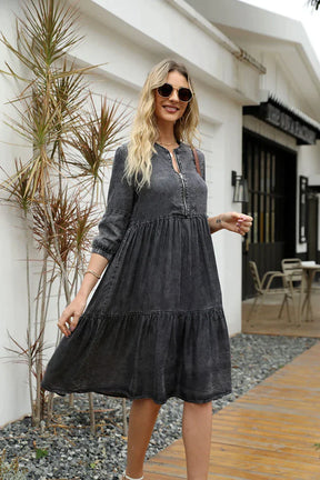 Vestido Jeans Midi Soltinho