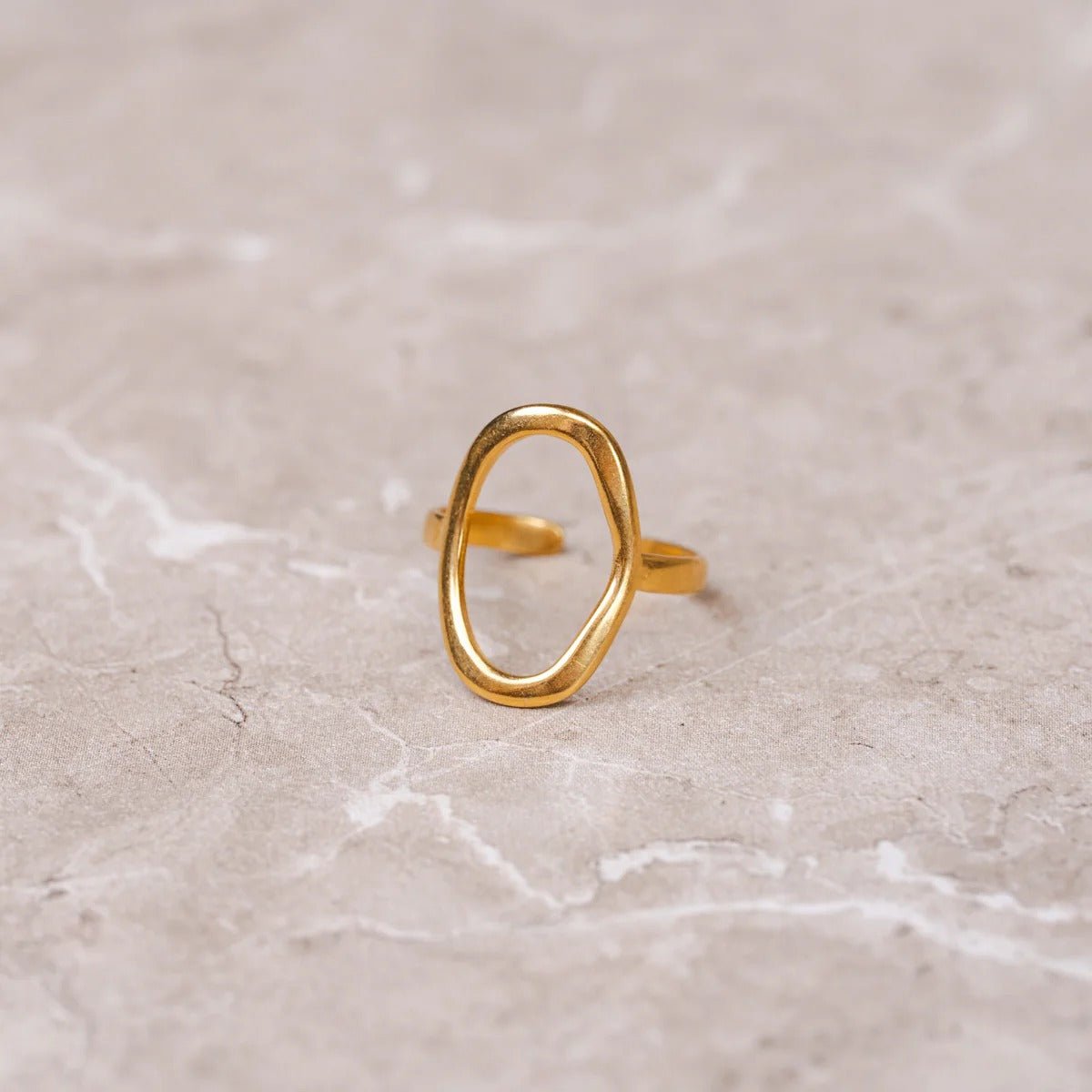 Abstract Ring with Organic Contour, 18K Gold Plated