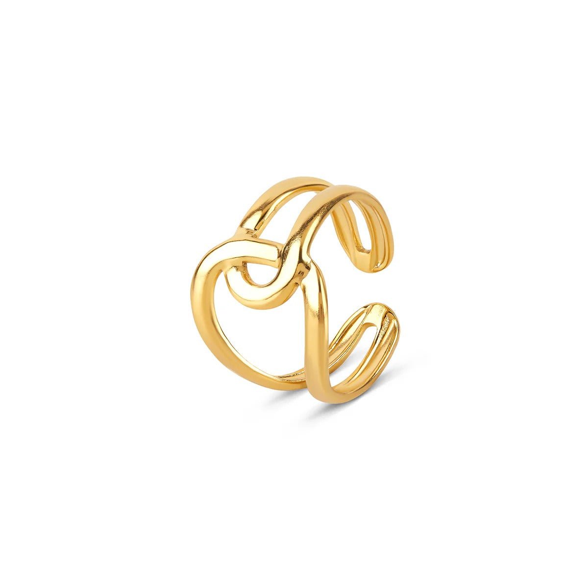 Abstract Link Ring, Adjustable, 18K Gold Plated