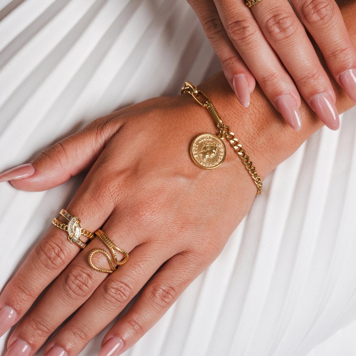 Adjustable Ava Abstract Ring Plated in 18K Gold