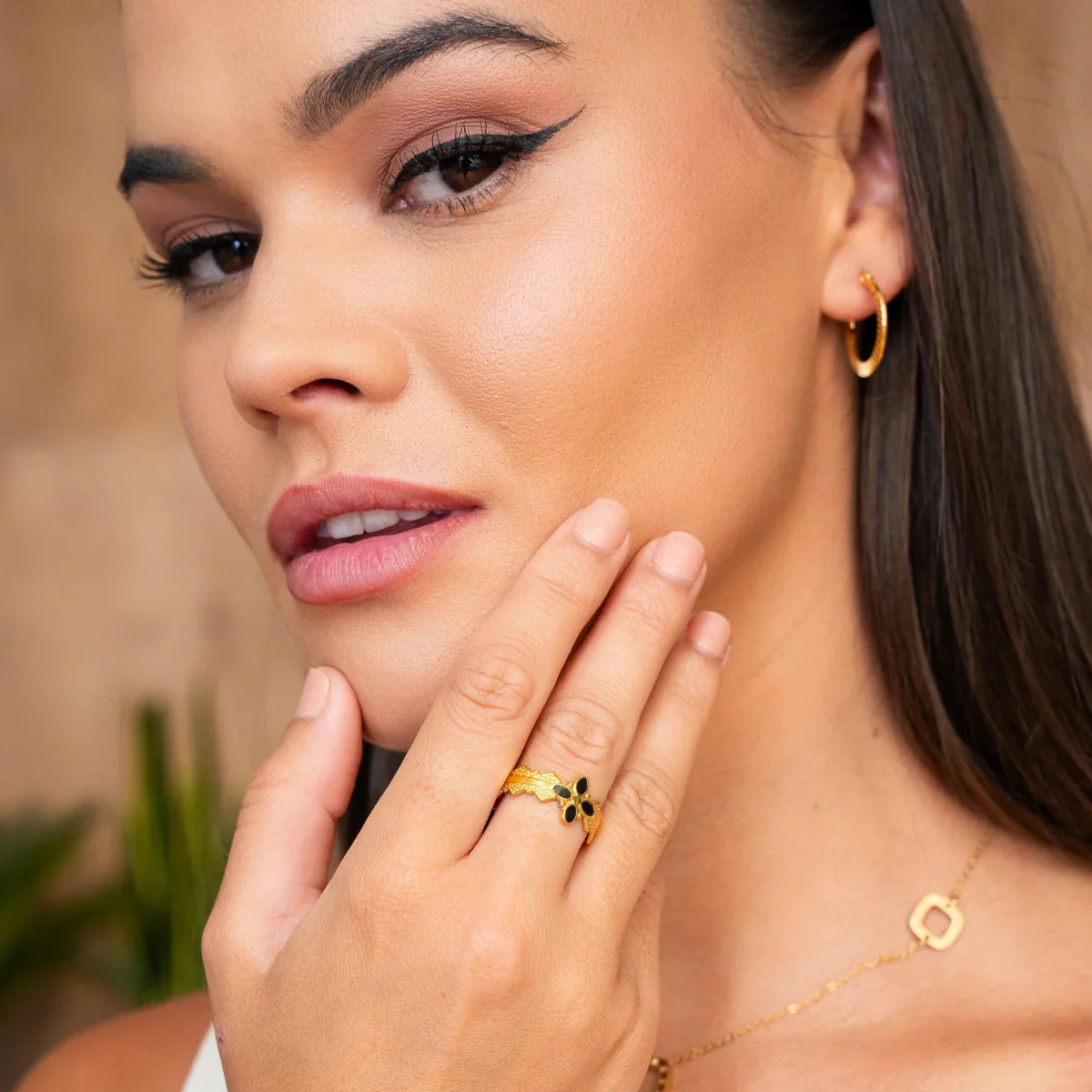 Blossom Adjustable Ring Plated in 18K Gold