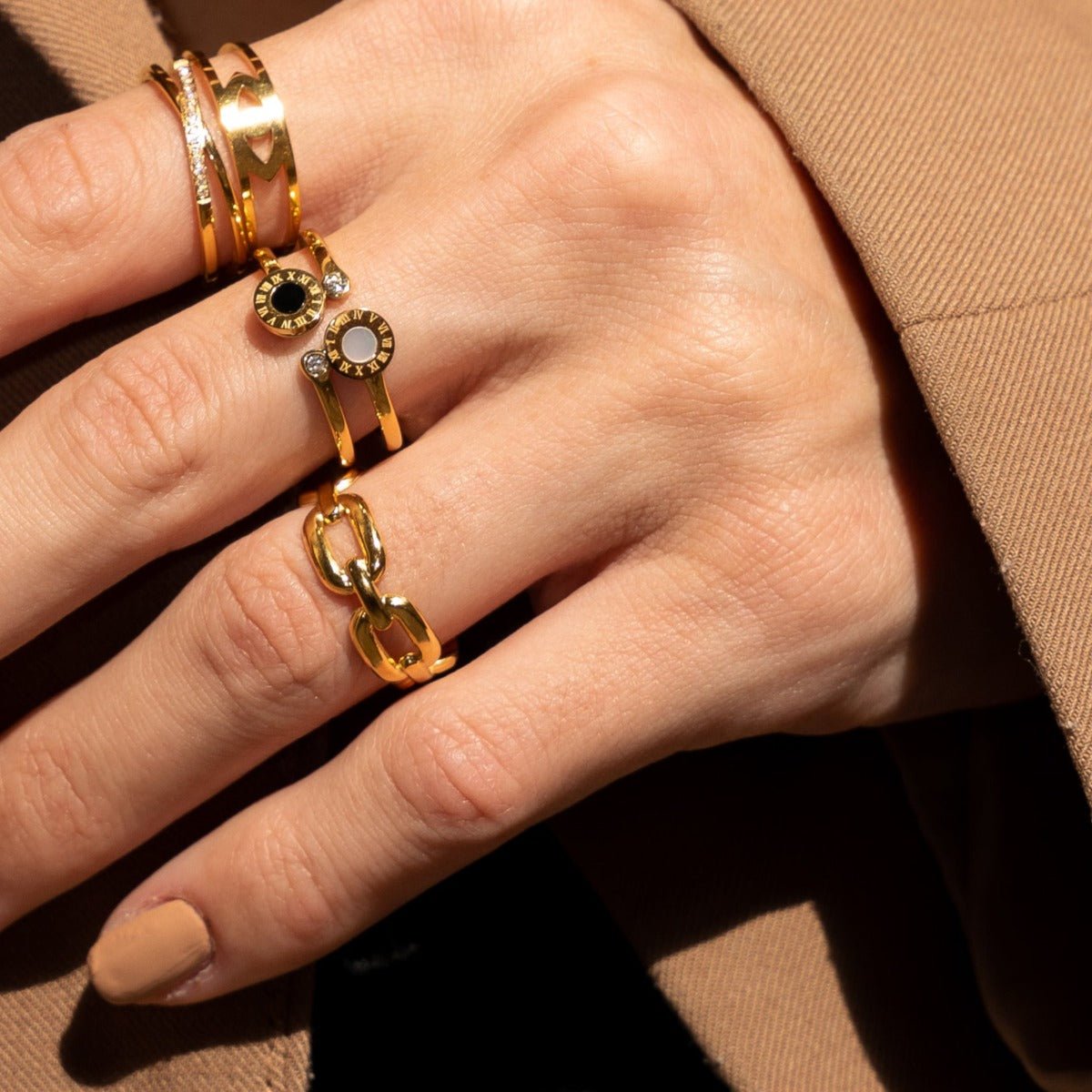 Adjustable Link Ring Plated in 18K Gold