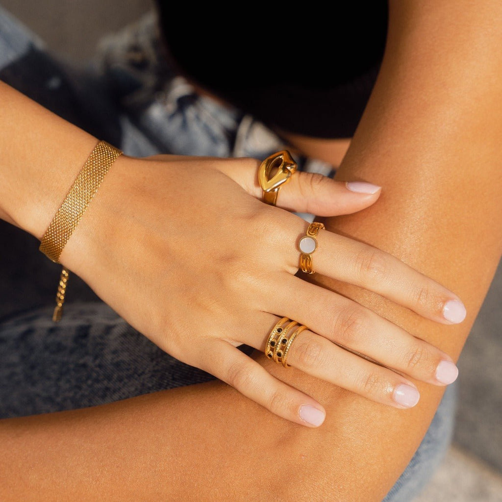 Melina Adjustable Ring Plated in 18K Gold