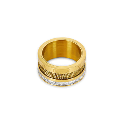 Wire and Crystal Ring Plated in 18k Gold