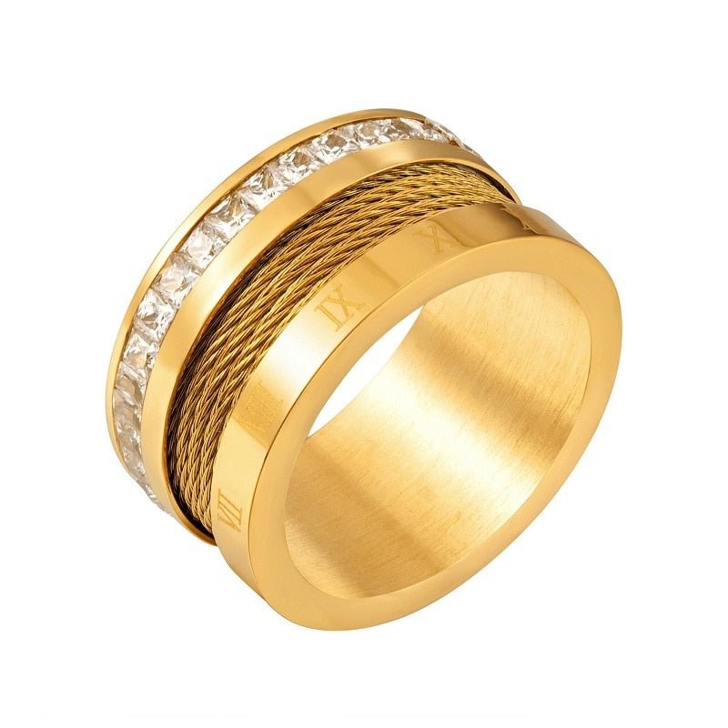 Wire and Crystal Ring Plated in 18k Gold