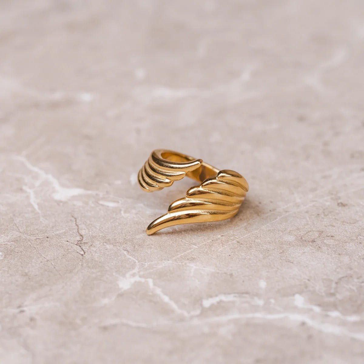 Wings of Freedom Adjustable Ring Plated in 18K Gold