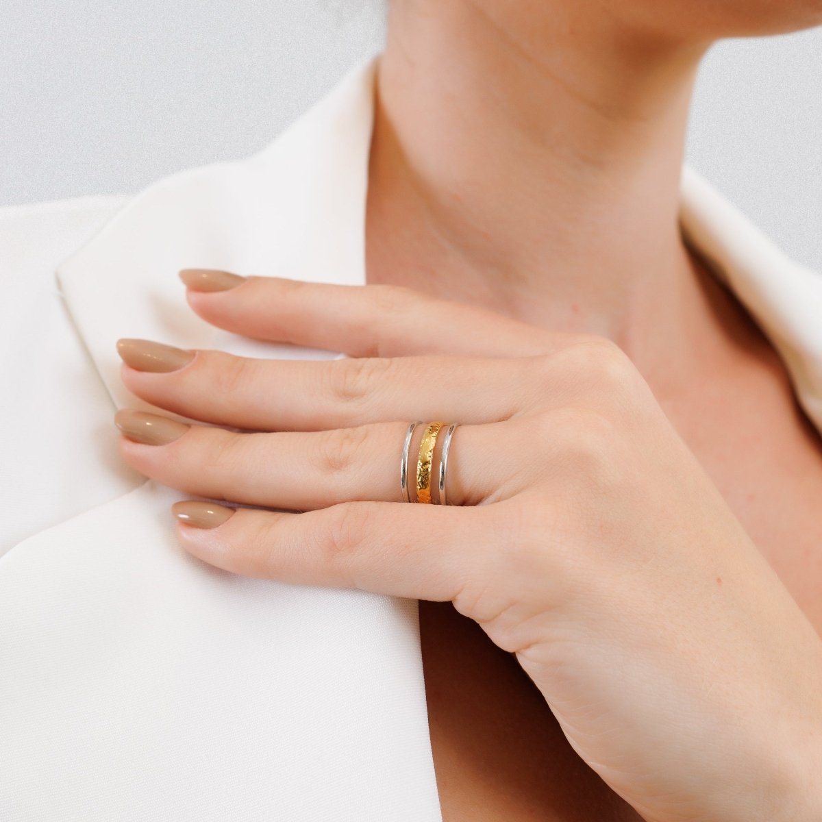 Adjustable Aura Ring with a Mix of Gold and Silver Plating