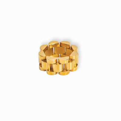 Beauty Ring, Wide Link, Minimalist Style, 18k Gold Plated