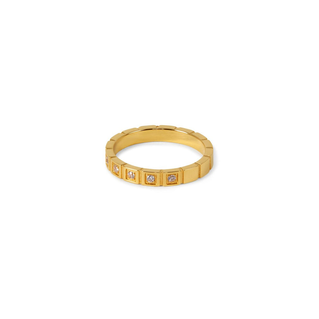 18K Gold Plated Stone Block Ring