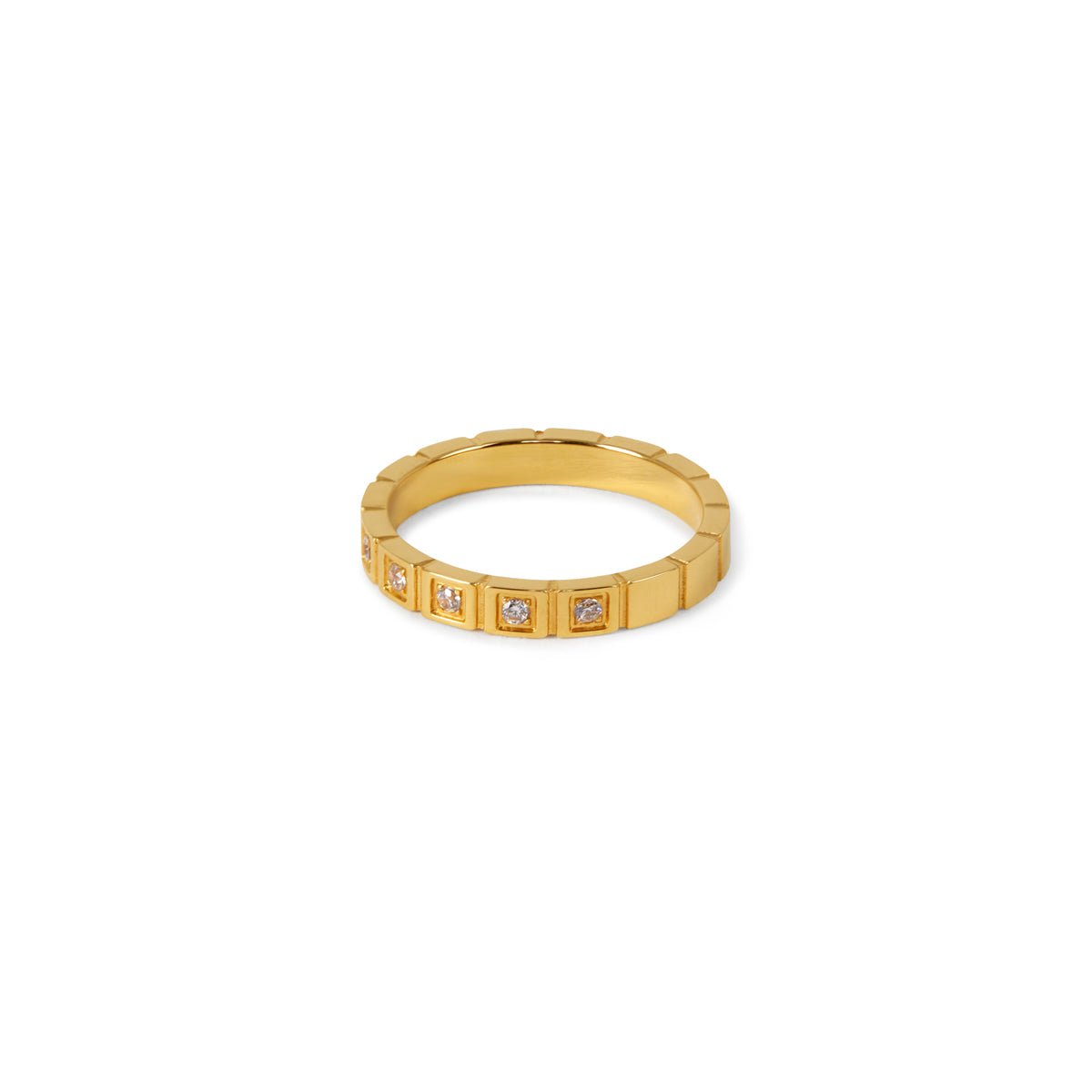 18K Gold Plated Stone Block Ring
