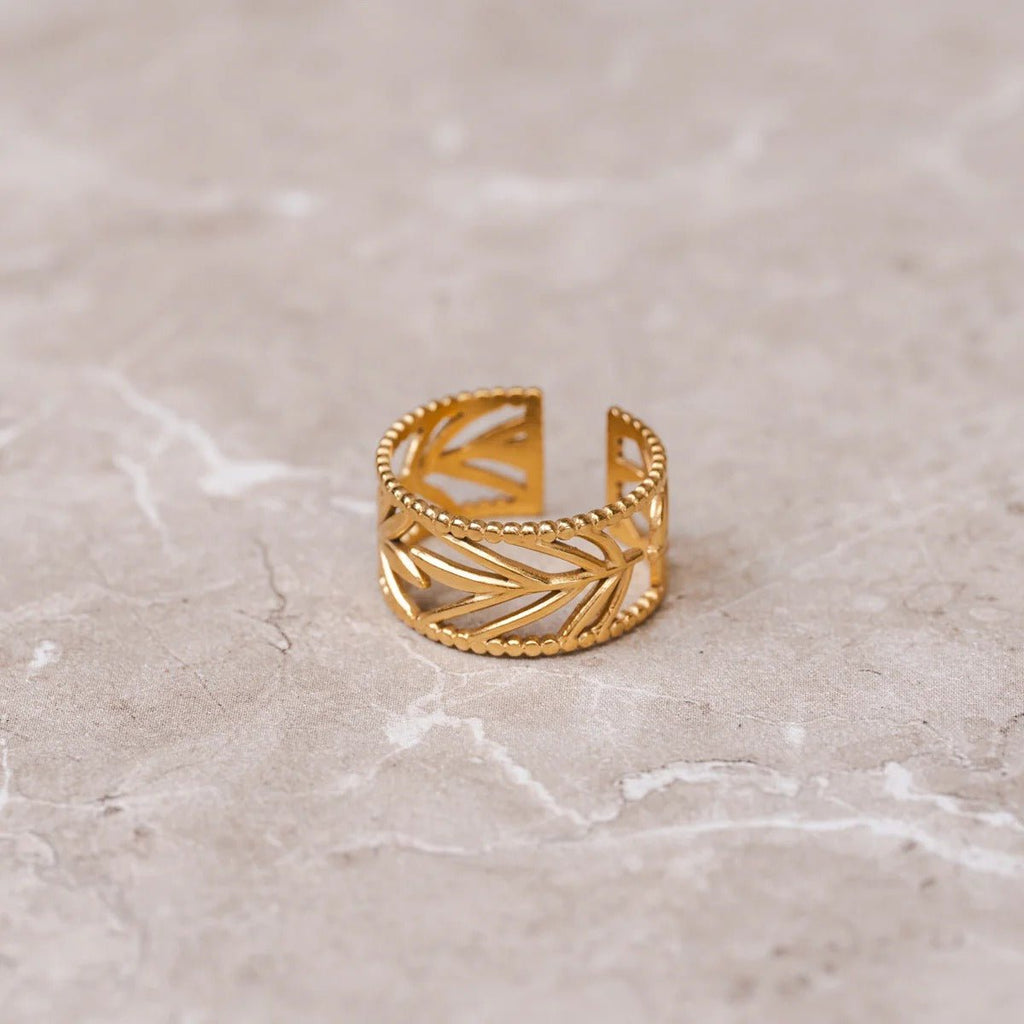 Adjustable Botanical Ring Plated in 18K Gold