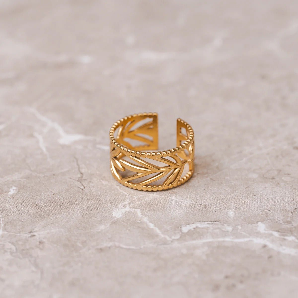 Adjustable Botanical Ring Plated in 18K Gold