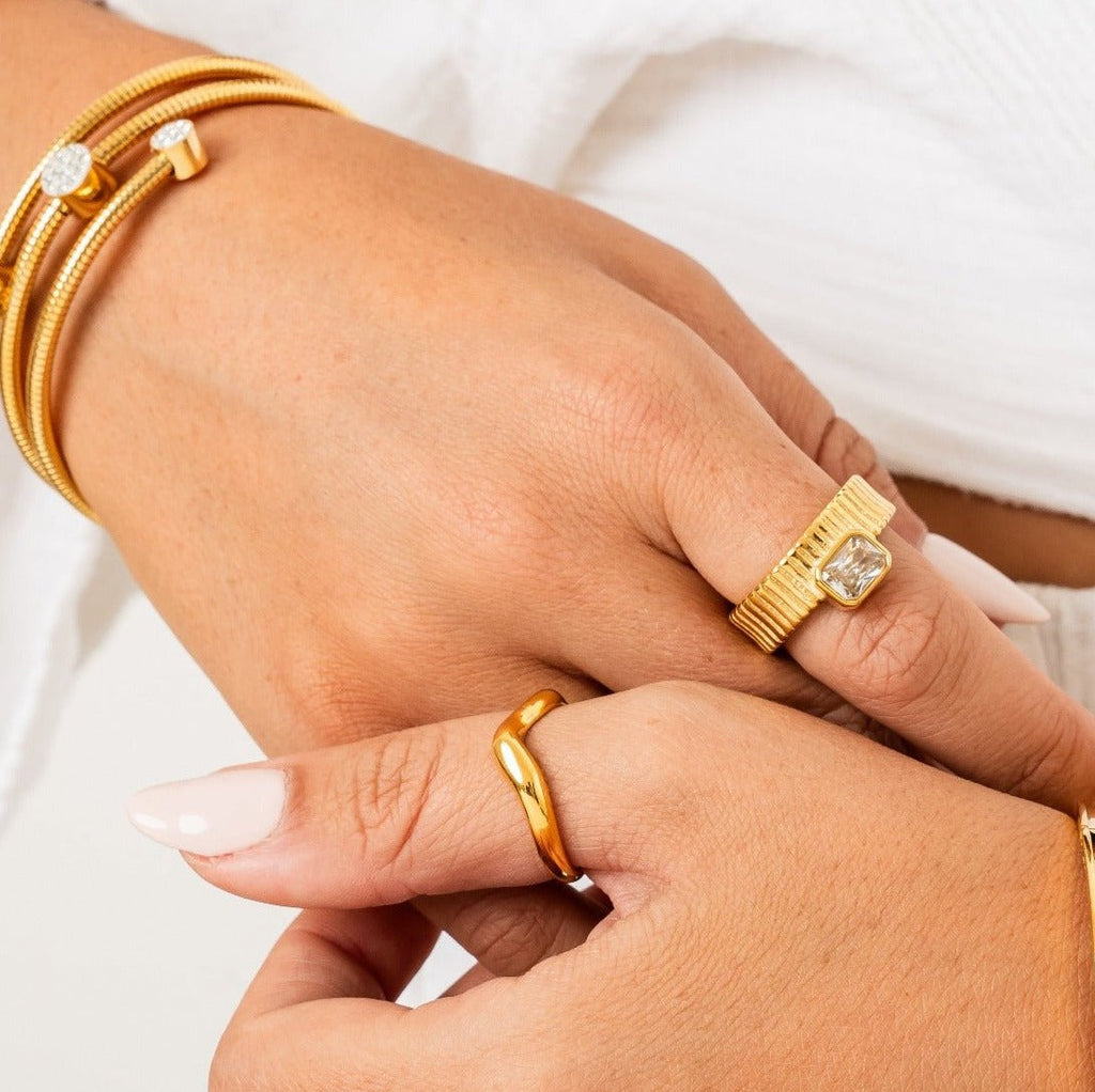 Capri Crystal Ring Plated in 18k Gold