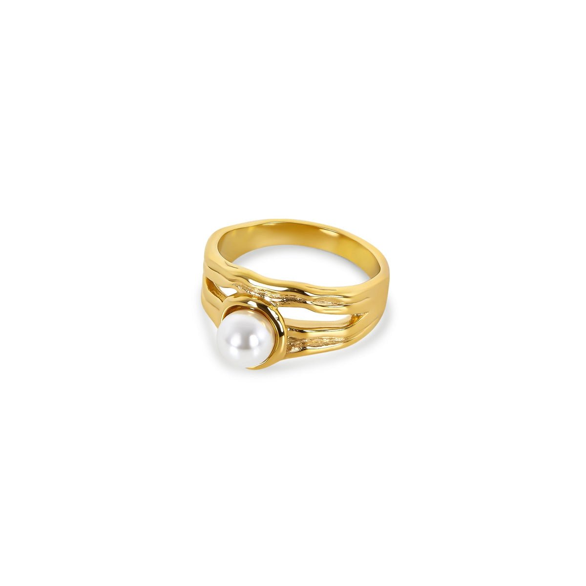 Catalina Pearl Solitaire Ring, 18k Gold Plated