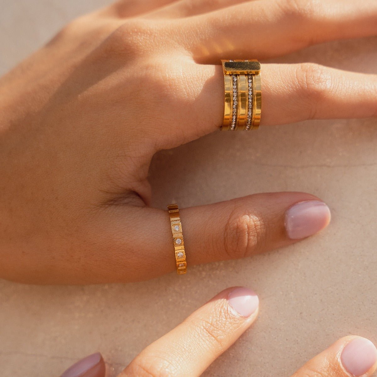 Caviar Stack Ring Plated in 18K Gold