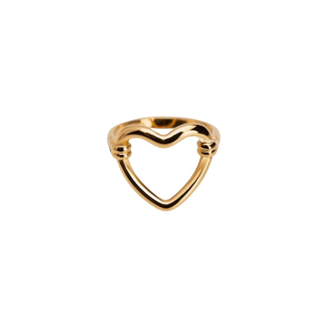 Hollow Heart Ring Plated in 18k Gold