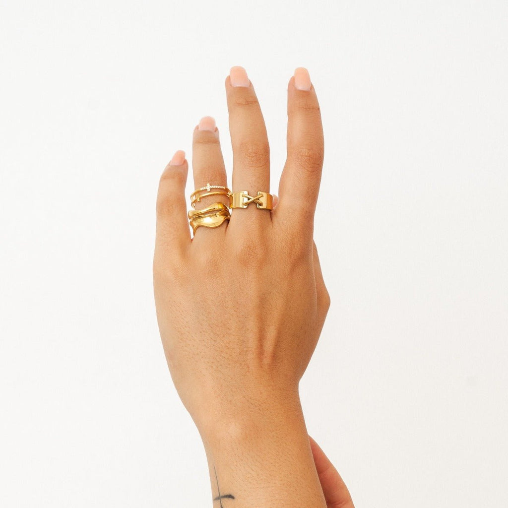 18k Gold Plated Cross Ring