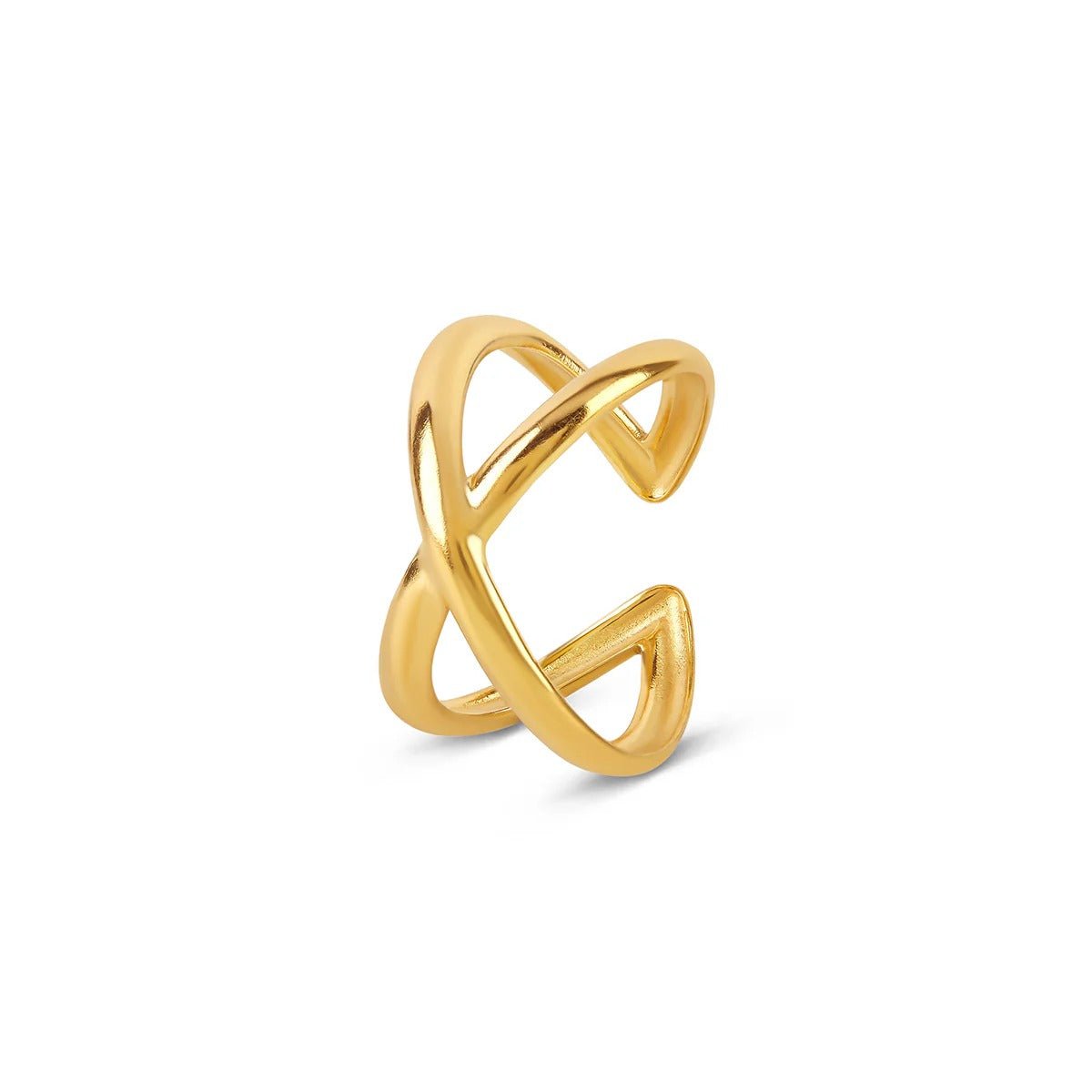 Minimalist Adjustable Cross Ring Plated in 18K Gold