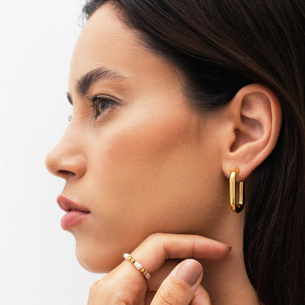 Dress Ring with Pearl, 18k Gold Plated