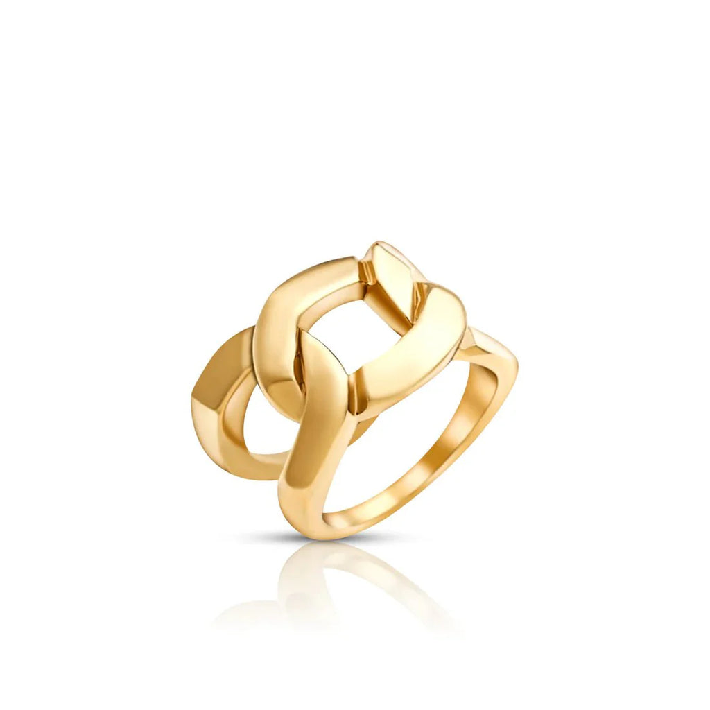 Double Link Ring Plated in 18K Gold