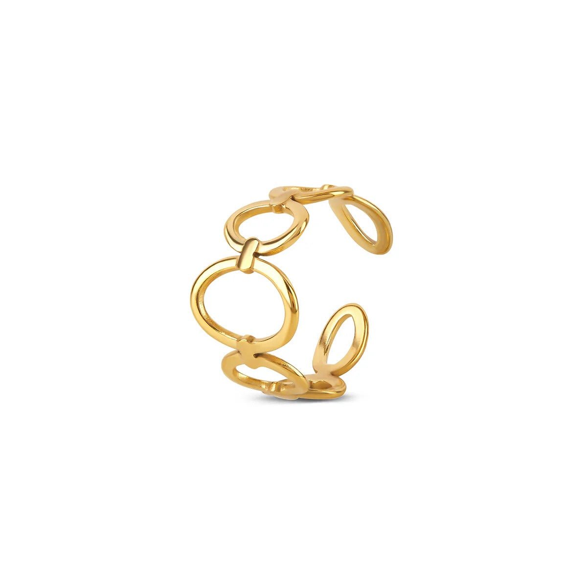 Adjustable Hollow Link Ring Plated in 18K Gold