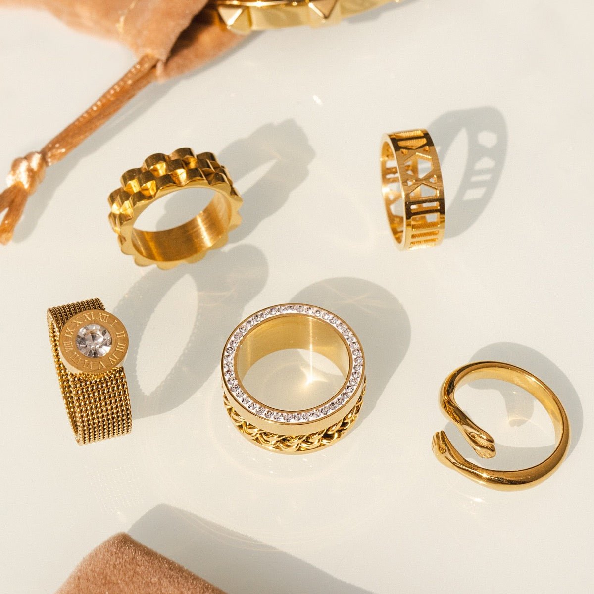 18K Gold Plated Zirconia Link Ring