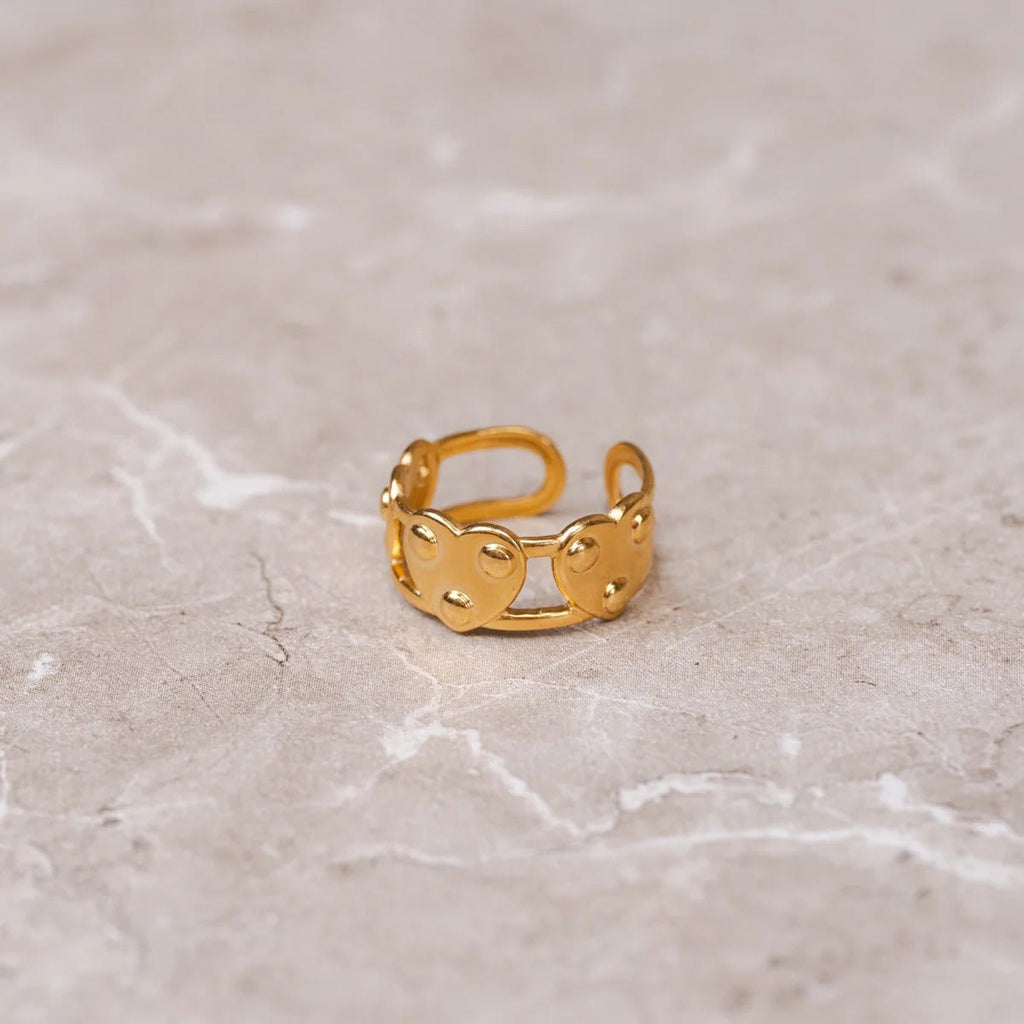 Eternal Heart Ring, Adjustable, 18K Gold Plated