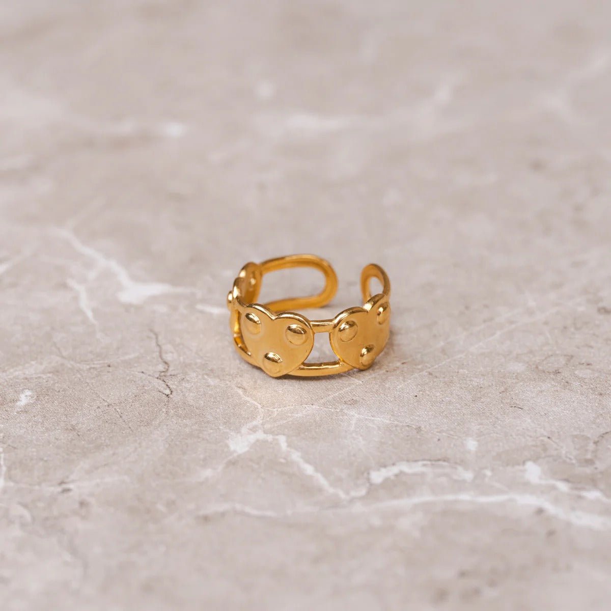 Eternal Heart Ring, Adjustable, 18K Gold Plated