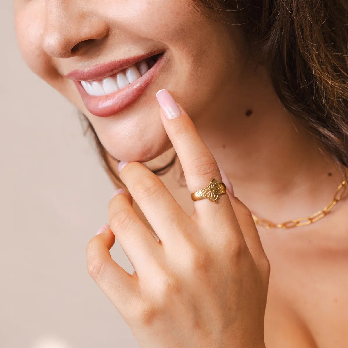 Adjustable Flora Ring Plated in 18K Gold