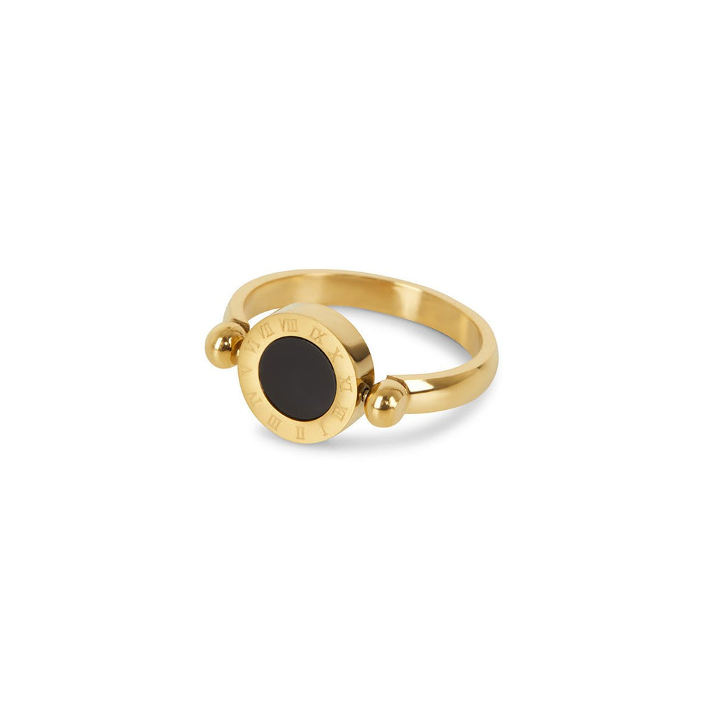 Rotating Ring with Roman Numerals, 18K Gold Plated