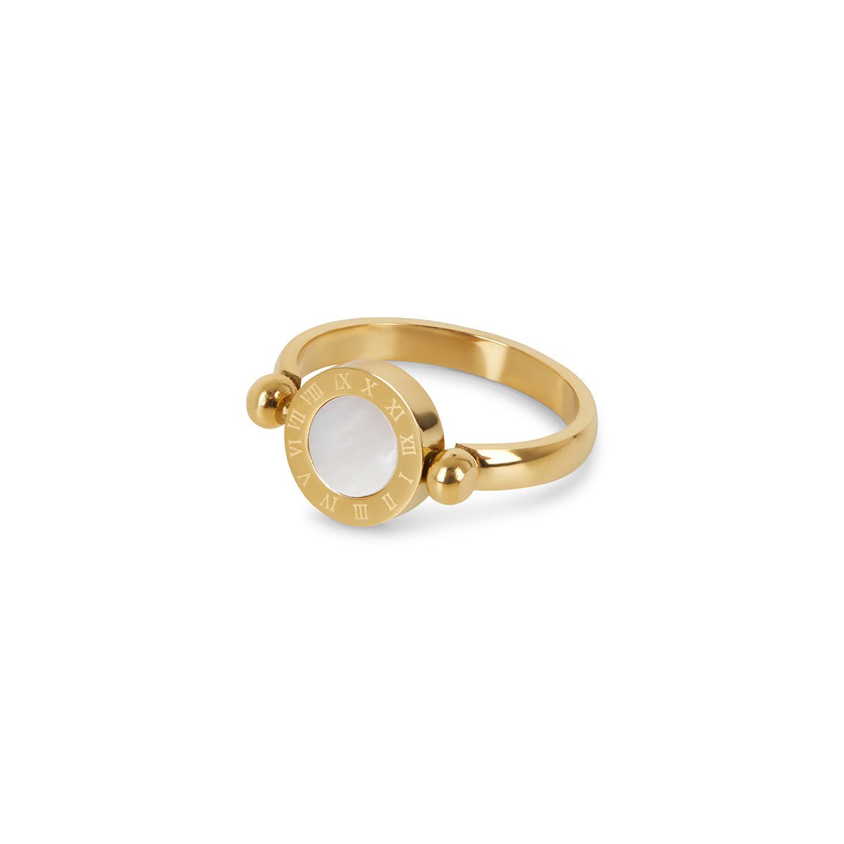 Rotating Ring with Roman Numerals, 18K Gold Plated
