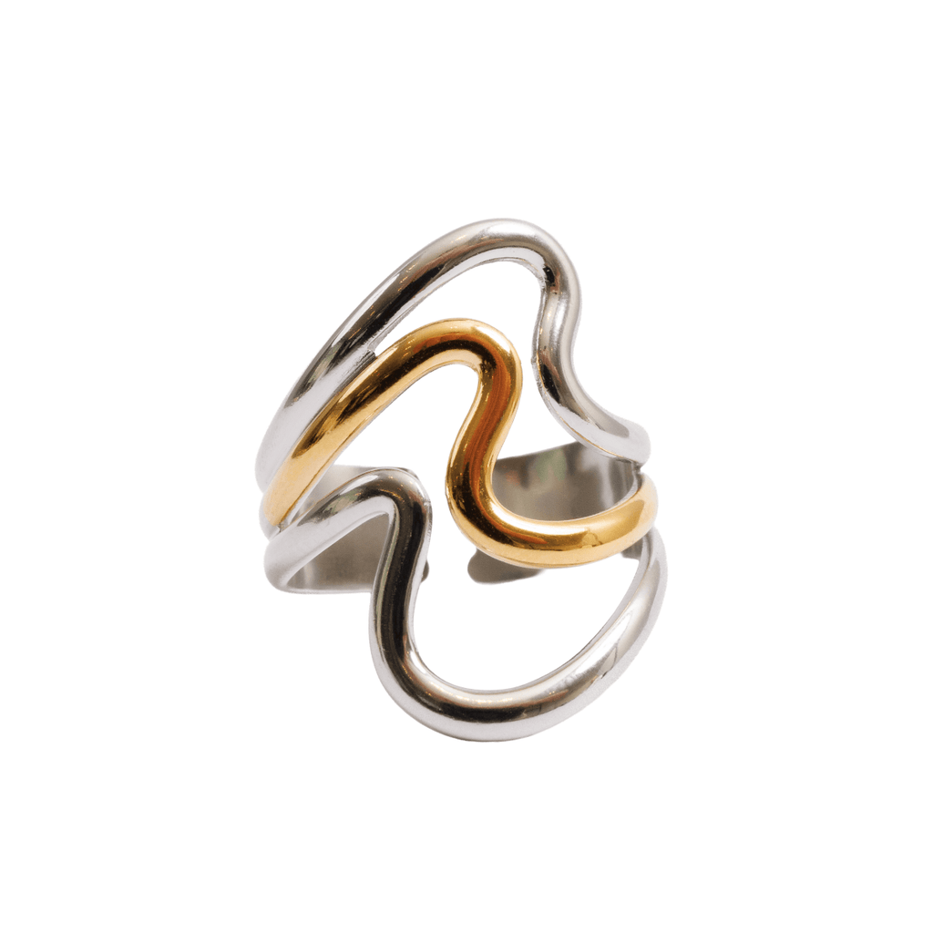 Harmony Dual Adjustable Ring with a Mix of Gold and Silver Plating