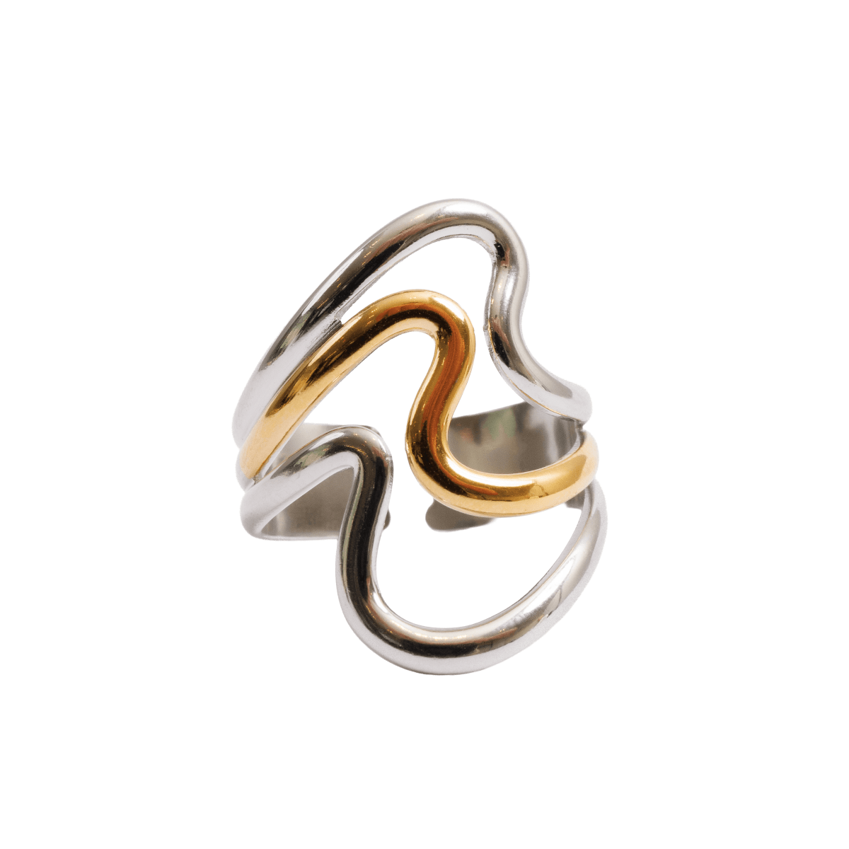 Harmony Dual Adjustable Ring with a Mix of Gold and Silver Plating