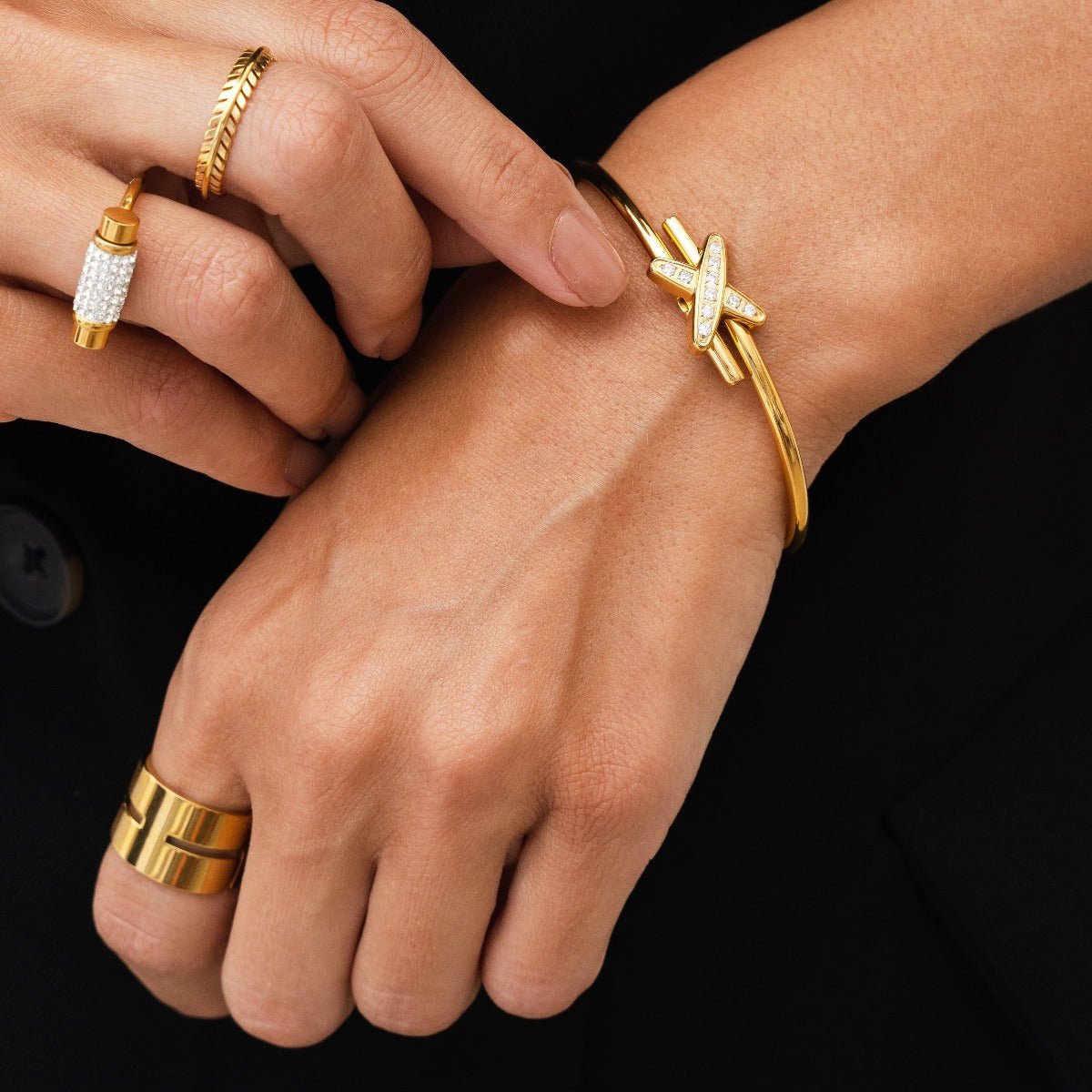 18K Gold Plated Chunky Hi-Lo Ring