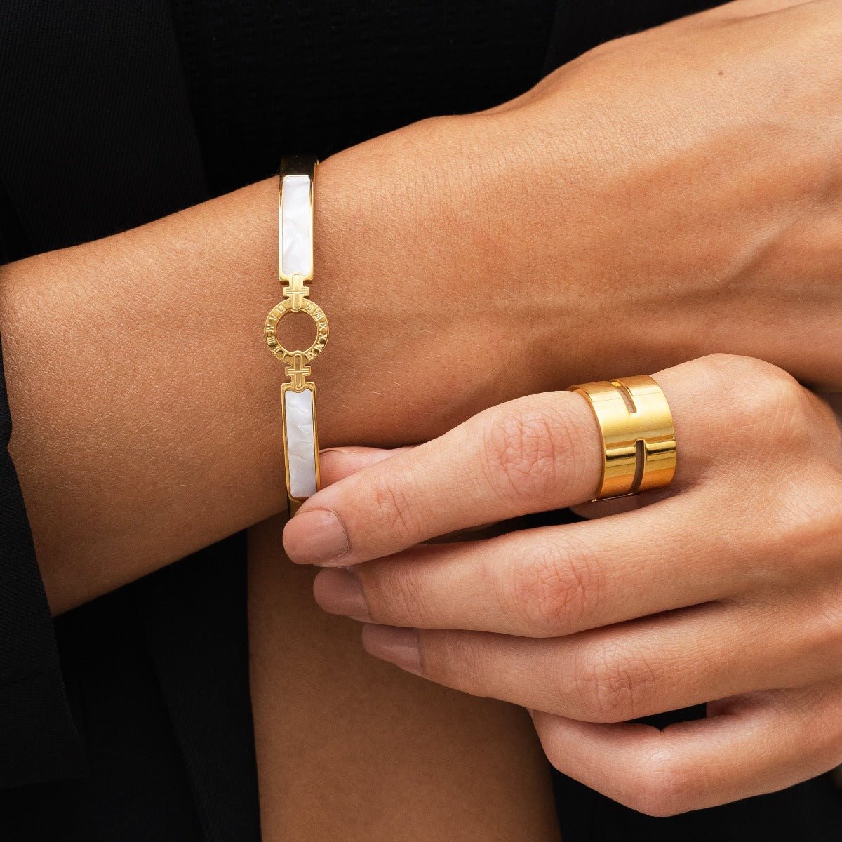 18K Gold Plated Chunky Hi-Lo Ring