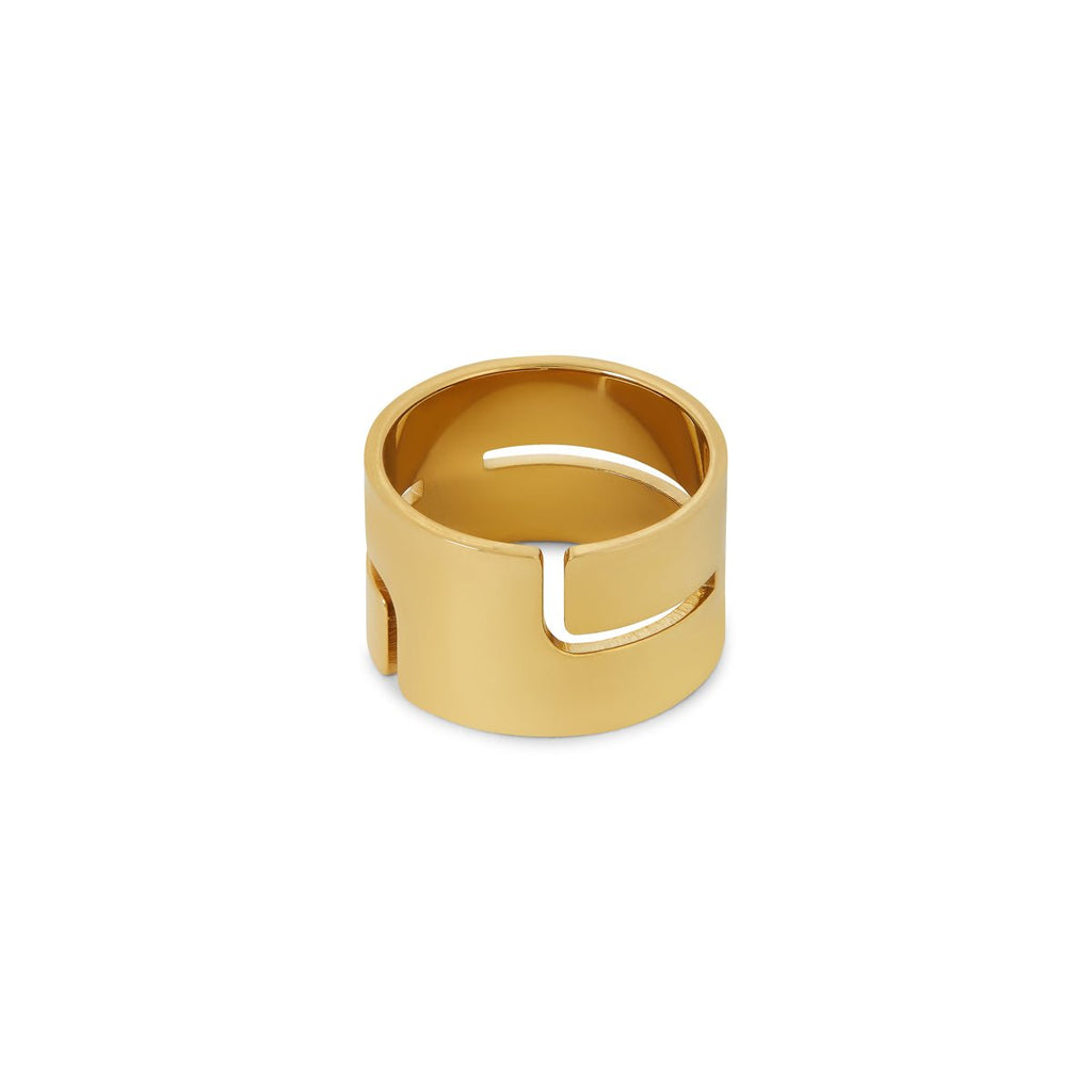 18K Gold Plated Chunky Hi-Lo Ring