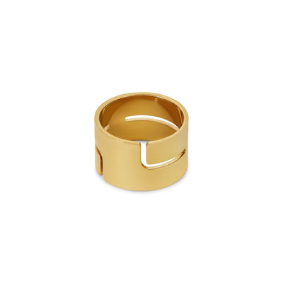 18K Gold Plated Chunky Hi-Lo Ring
