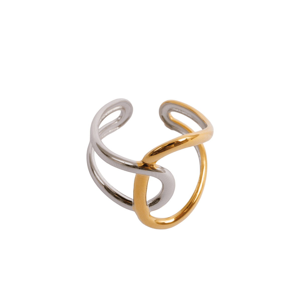Adjustable Light Loops Ring with a Mix of Gold and Silver Plating