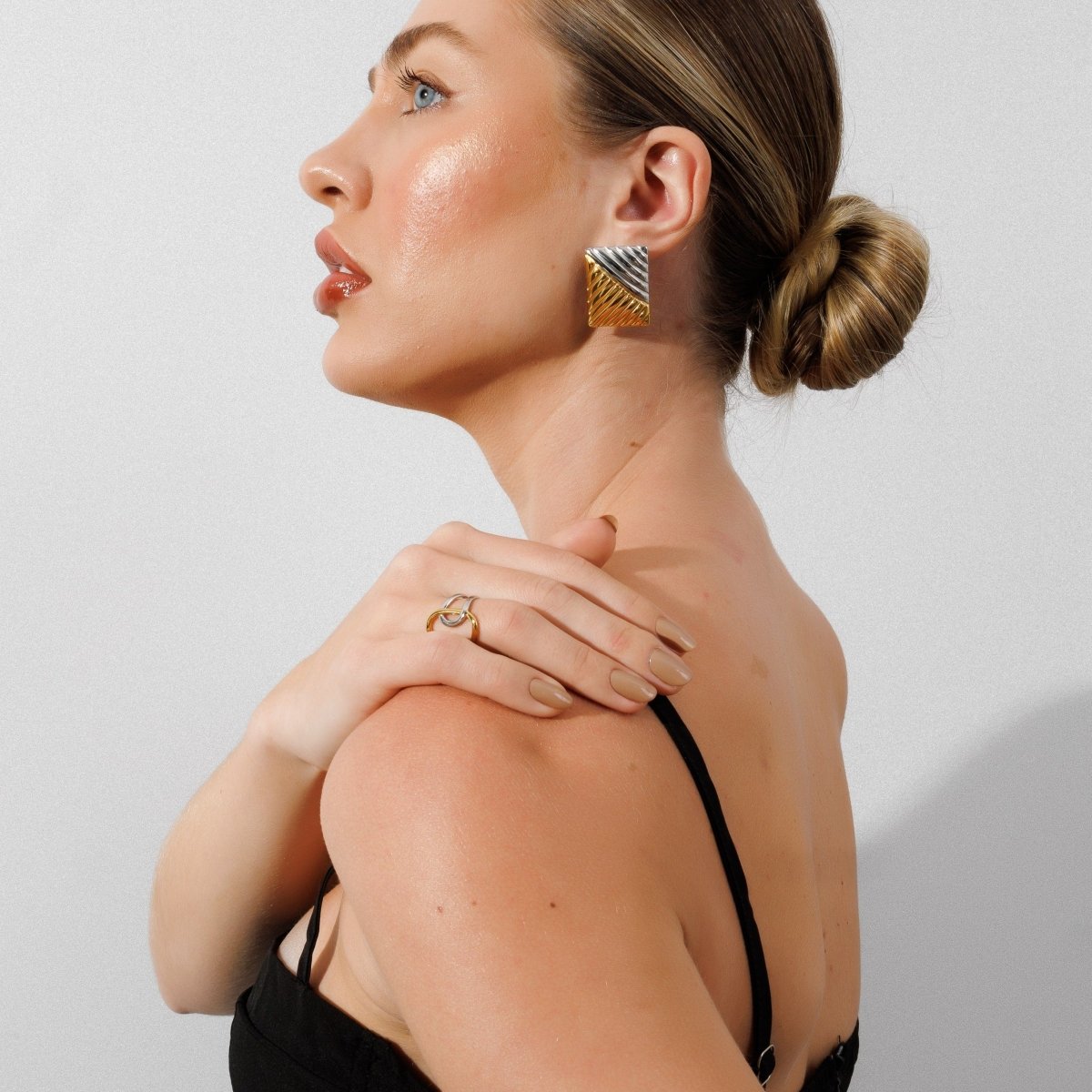 Adjustable Light Loops Ring with a Mix of Gold and Silver Plating