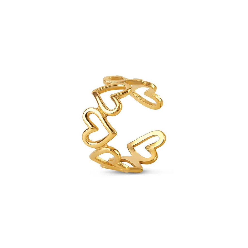 Love Ring with Openwork Design, Adjustable, 18K Gold Plated