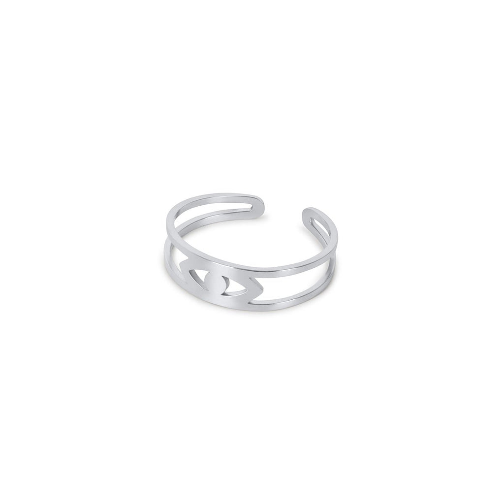 Adjustable Greek Eye Ring - Silver