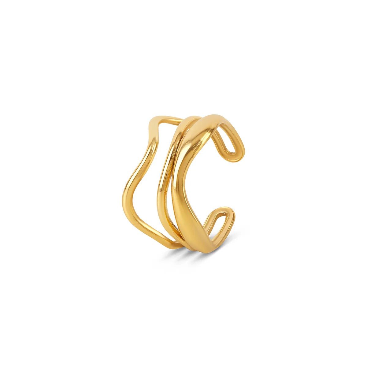 Adjustable Wave Ring Plated in 18K Gold